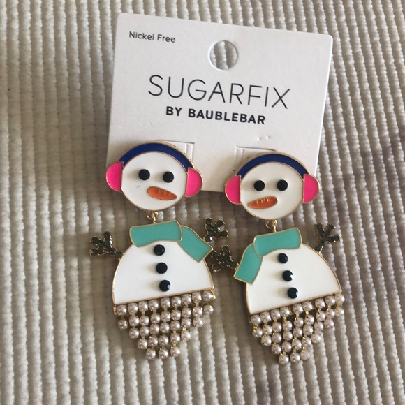 BaubleBar Snowman Drop Earrings - White - Picture 3 of 4